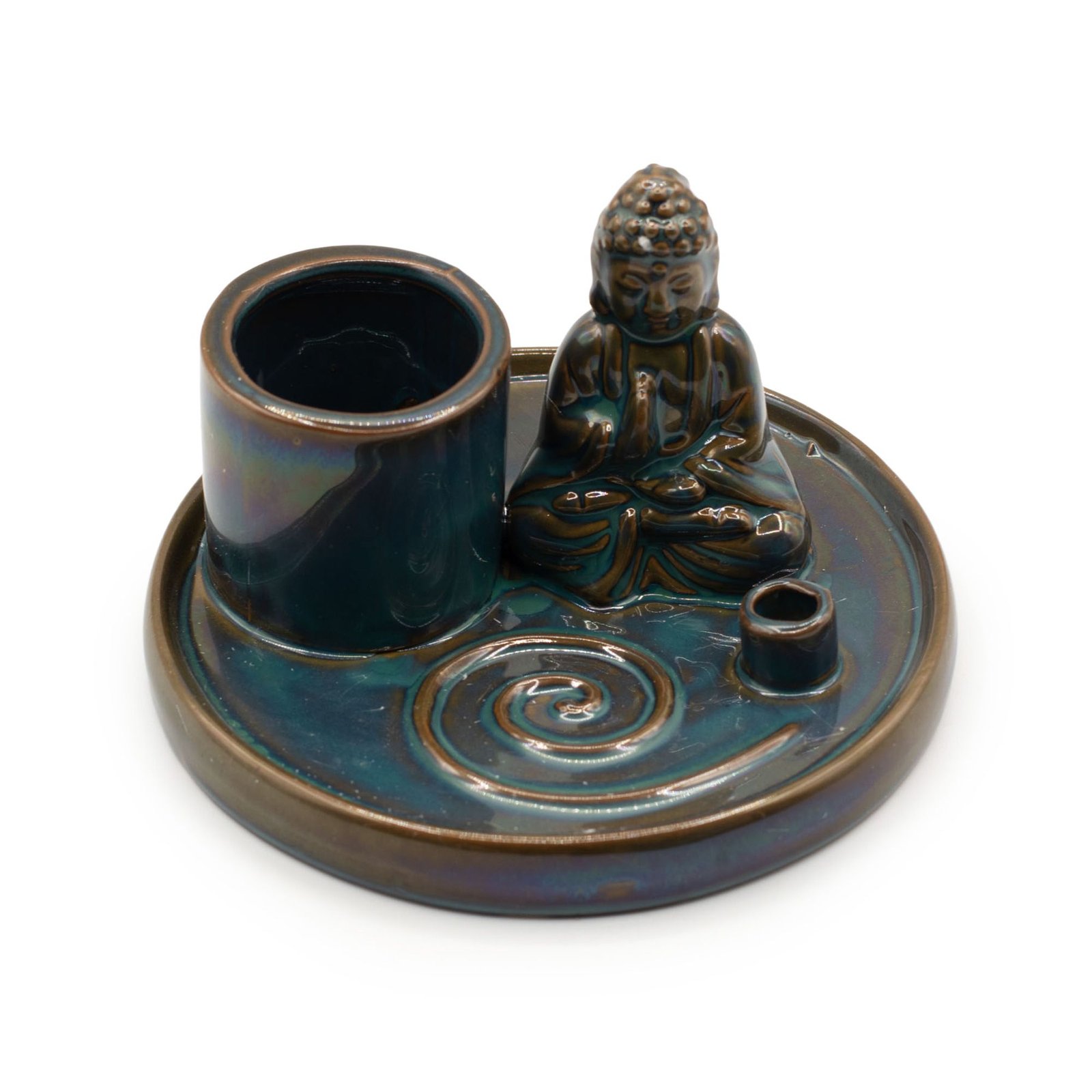 Multi Purpose Buddha Incense Plate - Ceramic Blue - Image 4