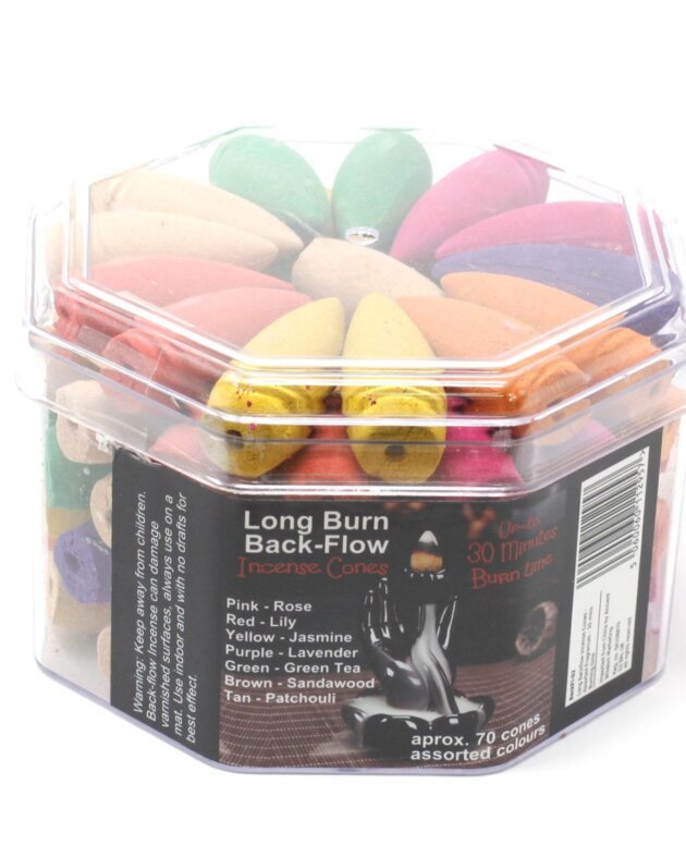 Long Backflow Incense Cones - Assorted Fragrances - 30 mins Burning time