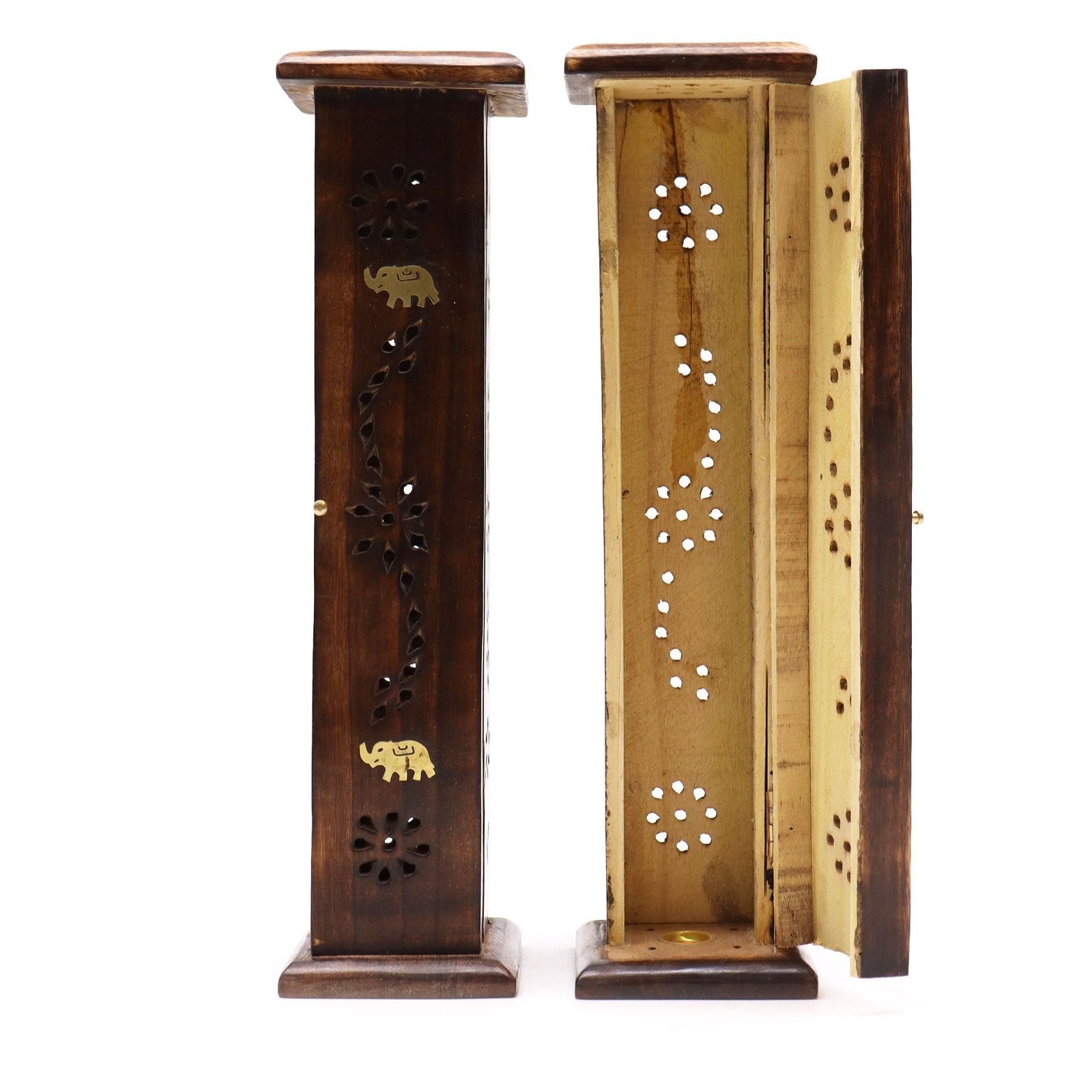 Square Incense Tower - Brass inlay - Mango Wood - Image 4