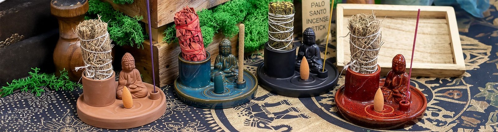 Multi Purpose Buddha Incense Plate - Natural Terracotta Style - Image 5