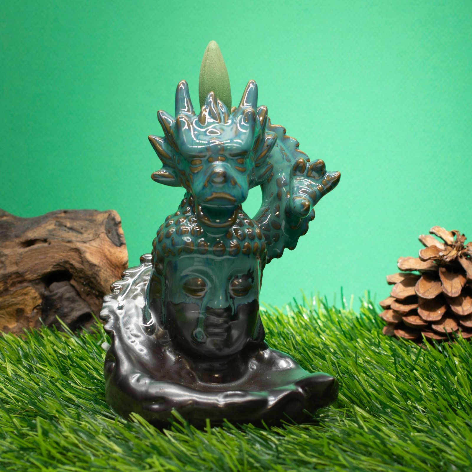 Backflow Incense Burner - Dragon Over Buddha - Image 2