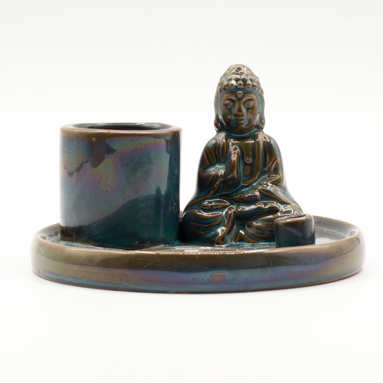 Multi Purpose Buddha Incense Plate - Ceramic Blue - Image 6