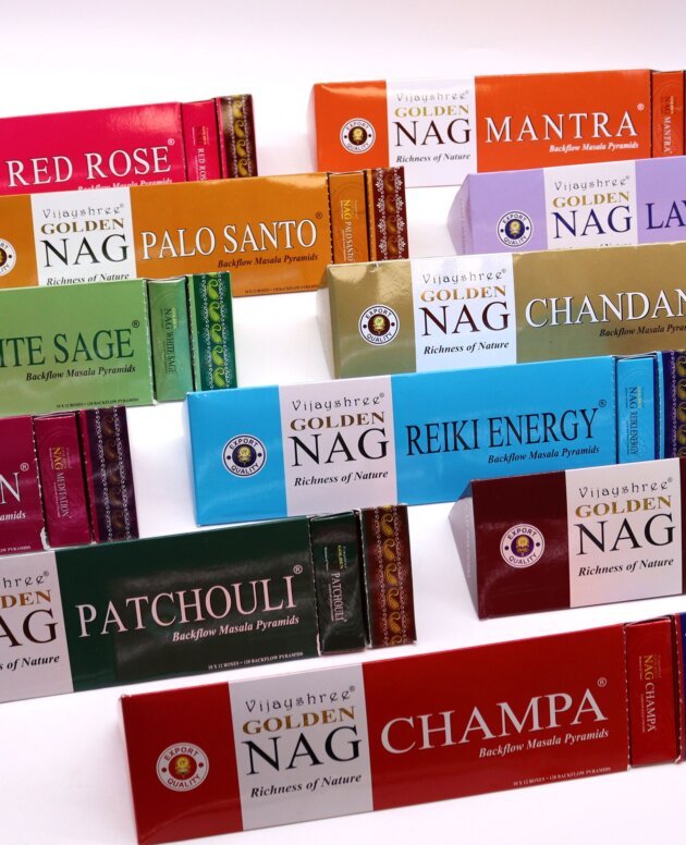 42g Jumbo Golden Nag - Red Rose Back Flow Incense Cones