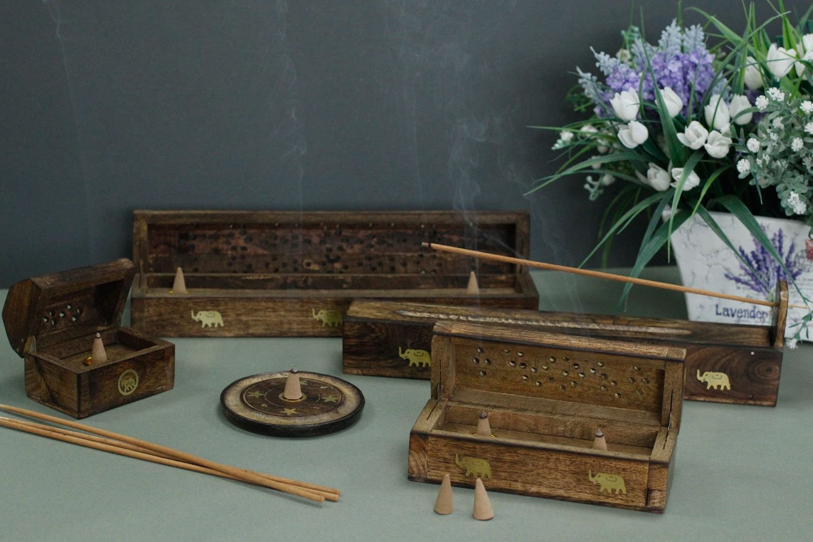 Mango Wood Incense Box - Assorted - Image 4