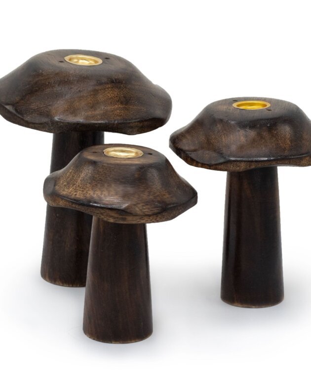 Set of 3 Flat Incense Cone Mushrooms (13cm 12cm 11cm)